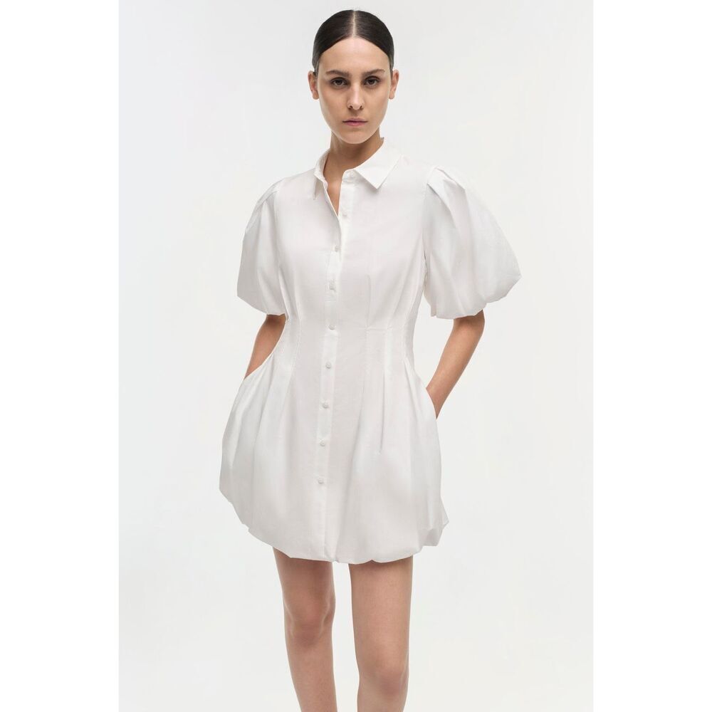 JONATHAN SIMKHAI Womens Signature Cleo Puff Sleeve Mini Dress White Size 6 - Picture 4 of 11